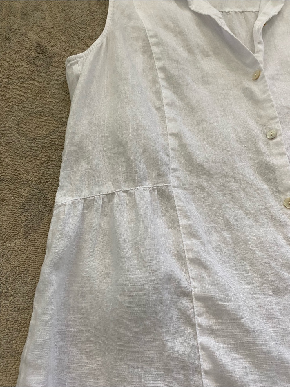 J. Jill Love Linen Peplum Button Down Tunic White Small Mother of Pearl Buttons - Picture 3 of 10